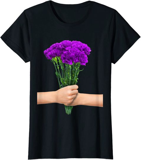 T-shirt da Mulher com Estampa de Flores dos Cravos