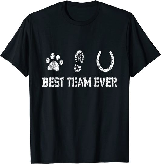 Discover T-shirt Unissexo Best Team Ever com Cão e Cavalo