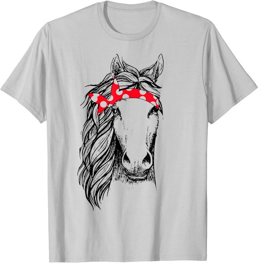 Discover T-shirt Unissexo Cavalo com Bandana Vermelha