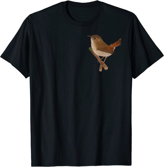 T-shirt Unissexo Simples com Estampa de Pássaros