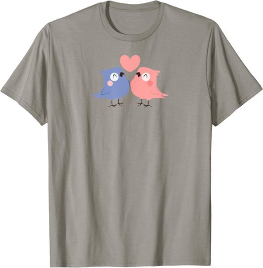 T-shirt para Homem e Mulher de Manga Curta Amor de Passaros
