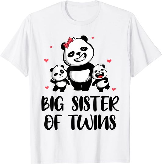 Discover T-shirt Unissexo com Família de Panda Big Sister Of Twins