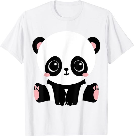 T-shirt Unissexo com Cara de Panda Roso Fofinho
