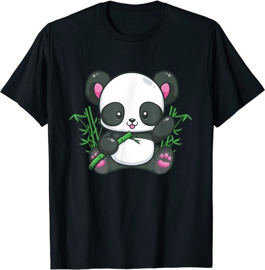 Discover T-shirt Unissexo com Estampa de Panda Fofinho