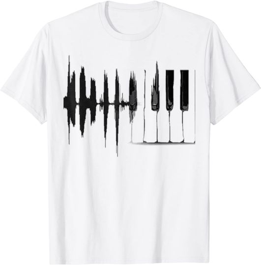 Discover T-shirt Unissexo Simples com Teclas de Piano Brancas e Pretas