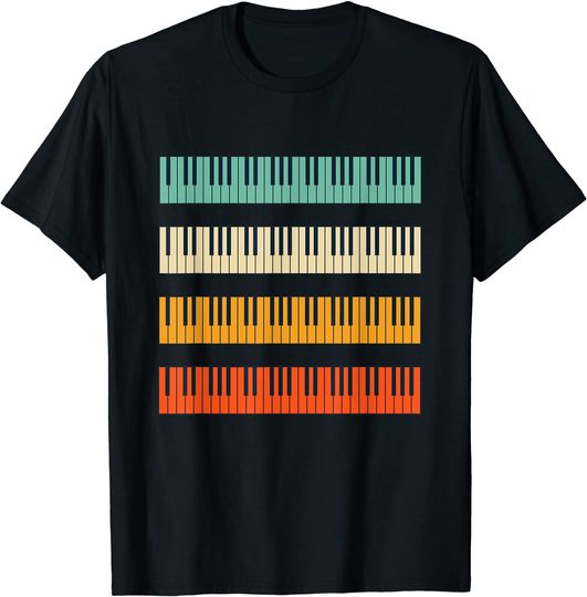 Discover T-shirt Unissexo Vintage Piano Retro Colorido