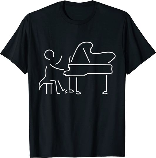 Discover T-shirt Unissexo Silhueta de Piano Instrumento Musical