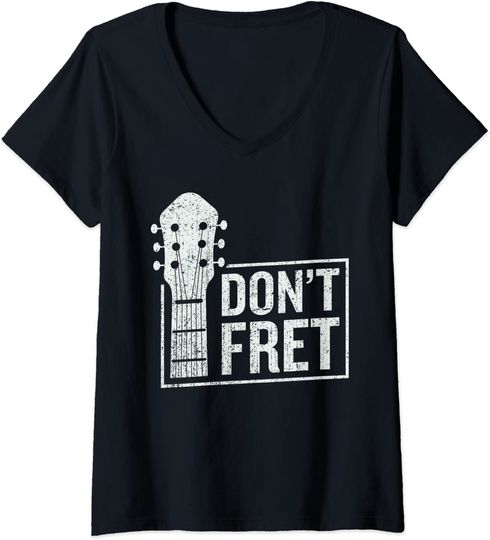 Discover T-shirt da Mulher Divertido Guitarra Don’t Fret Decote em V