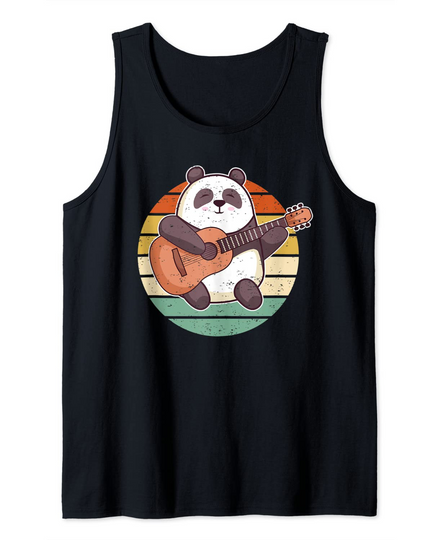 Discover Camisola sem Mangas Urso de Panda Toca Guitarra