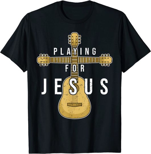 Discover T-shirt Unissexo Guitarra Playing For Jesus