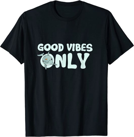 Discover T-shirt para Homem e Mulher Golfinho Good Vibes Only