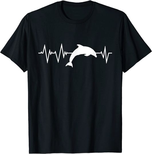 Discover T-shirt Unissexo Batimento do Coração com Golfinho