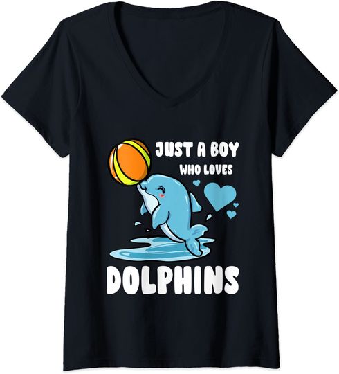 Discover T-shirt para Mulher Just A Boy Who Loves Dolphins