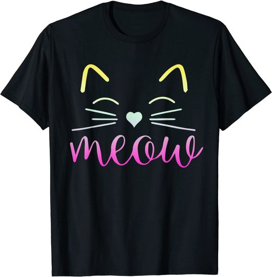 Discover T-shirt Unissexo com Cara de Gato Meow Fofinho