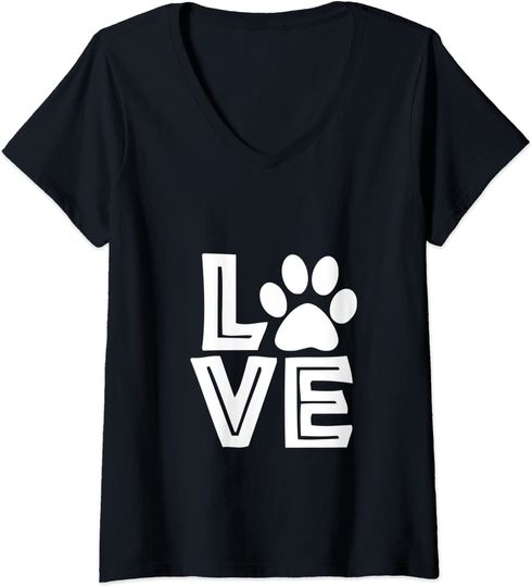 Discover T-shirt para Mulher Resgate de Animais Adoção de Cães Gatos Decote em V