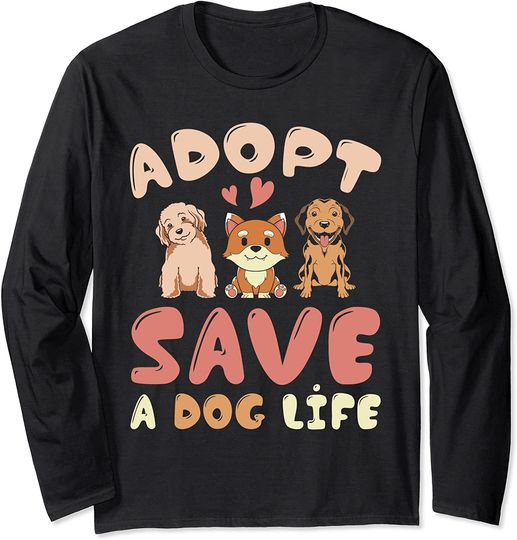 Discover Camisola de Mangas Compridas com Estampa de Cães Save A Dog Life