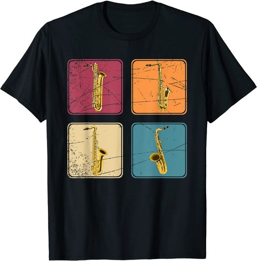 Discover T-shirt Unissexo de Manga Curta Instrumentos Musicais de Saxofone