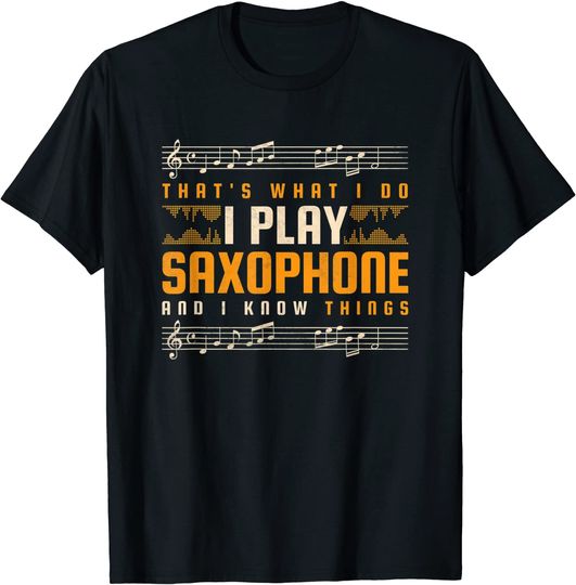 Discover T-shirt Unissexo de Manga Curta I Play Saxophone