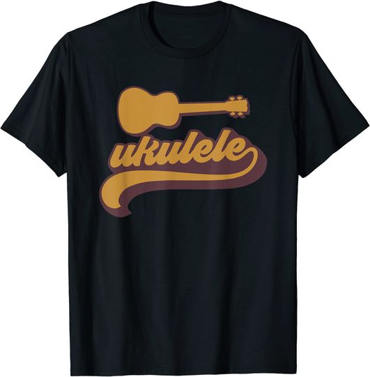 Discover T-shirt Unissexo de Manga Curta com Estilo Retrô Guitarra Ukulele