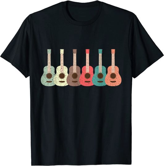 Discover T-shirt Unissexo de Manga Curta Guitarra Ukulele com Muitas Cores
