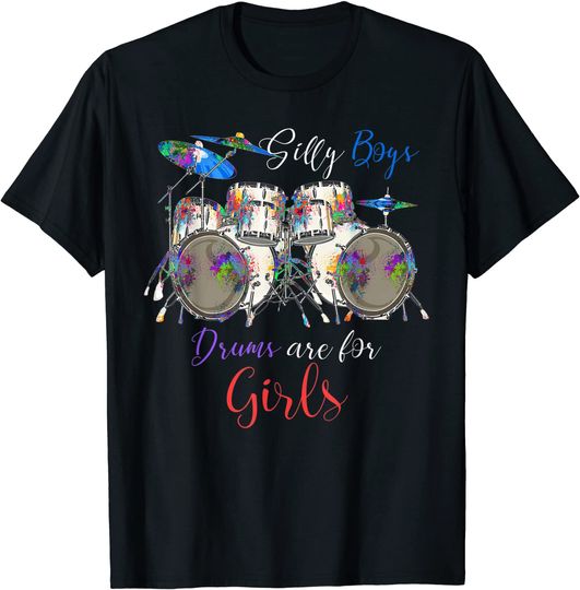 Discover T-shirt Unissexo de Manga Curta Drums Are For Girls