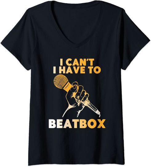 Discover T-shirt da Mulher I Can't I Have To Beatbox Microfone Decote em V