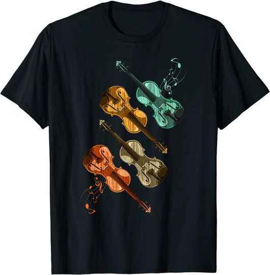 Discover T-shirt Unissexo Instrumento Musical Violino Colorido