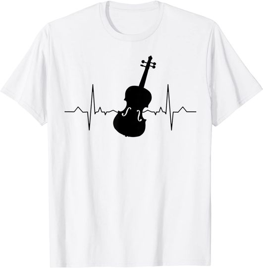 Discover T-shirt Unissexo de Manga Curta Batimento do Coração com Violino