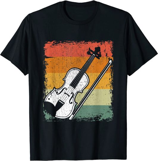 Discover T-shirt Unissexo Retro Reprodutor De Violino Presente Música