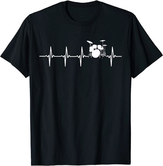 Discover T-shirt Unissexo Batimento de Coração com Bateria