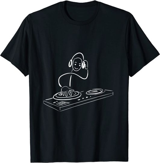 Discover T-shirt Unissexo de Manga Curta Vintage Músico DJ