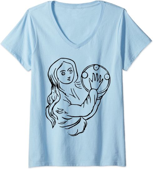 Discover T-shirt de Mulher com Decote Em V Menina E Pandeiro