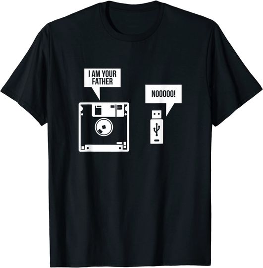 Discover T-shirt Unissexo Divertido Disquete USB Eu Sou Seu Pai