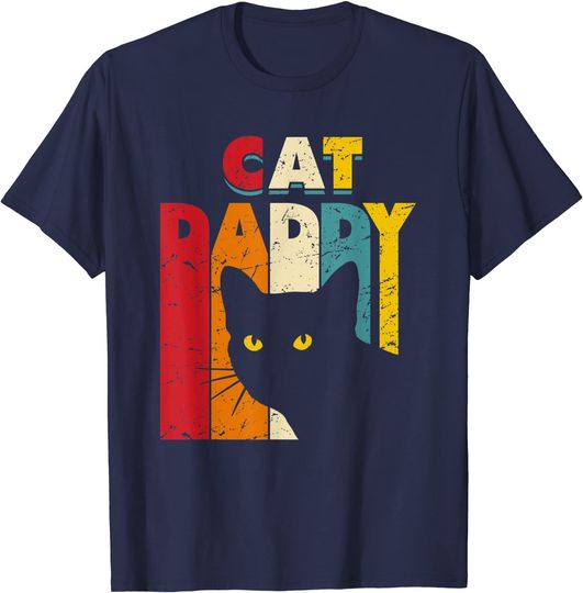 Discover T-shirt Unissexo Cat Daddy Vintage Retro Gato Preto