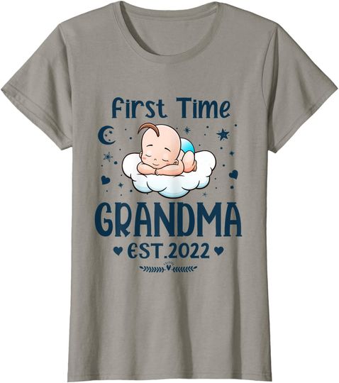 Discover T-shirt Unissexo First Time Grandma EST 2022 Dia da Avó