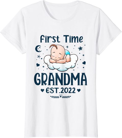Discover T-shirt Unissexo First Time Grandma EST 2022 Dia da Avó