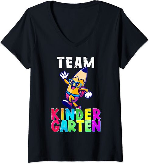 Discover T-shirt da Mulher Team Kindergarten Regresso às Aulas Decote em V