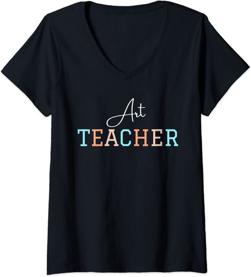 Discover T-shirt da Mulher Presente para Professor de Arte Decote em V