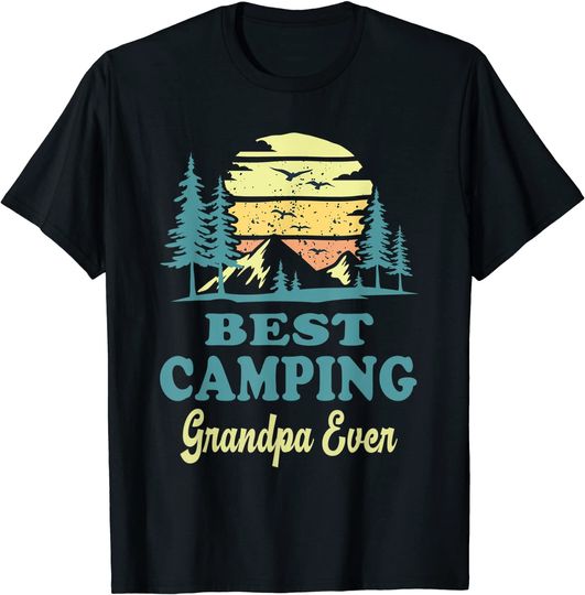 Discover T-shirt de Homem Manga Curta com Cena de Montanha Best Camping Grandpa Ever