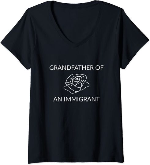 Discover T-shirt de Mulher com Decote Em V Grandfather Of An Immigrant