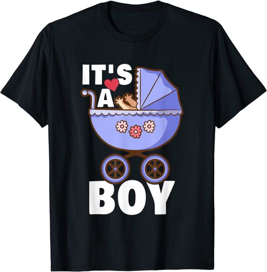 Discover T-shirt Unissexo de Manga Curta Anúncio de Gravidez It’s A Boy