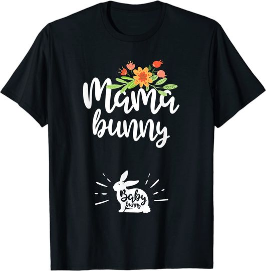 Discover T-shirt Unissexo de Manga Curta Mama Bunny Baby Bunny Anúncio de Gravidez