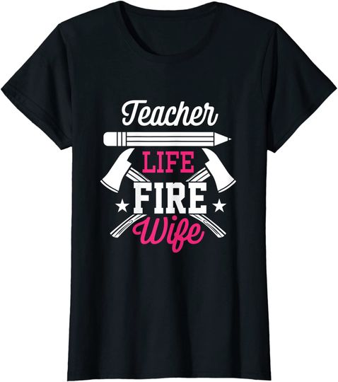 Discover T-shirt de Mulher Manga Curta Teacher Life Fire Wife