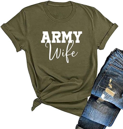 Discover T-shirt de Mulher Manga Curta Army Wife