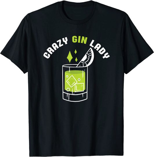 Discover T-shirt Unissexo de Manga Curta Crazy Gin Lady