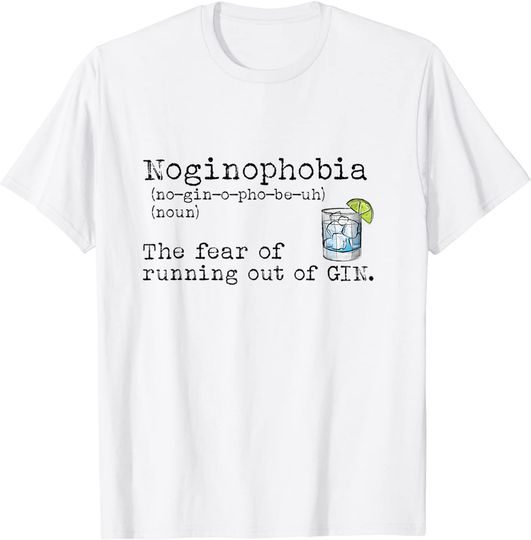 T-shirt Unissexo de Manga Curta para Amantes de Coquetel de Gin Noginofobia