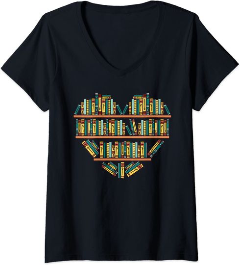 Discover T-shirt de Mulher com Decote Em V Livros de Amor