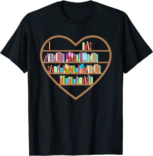 T-shirt Unissexo de Manga Curta Amante dos Livros Biblioteca