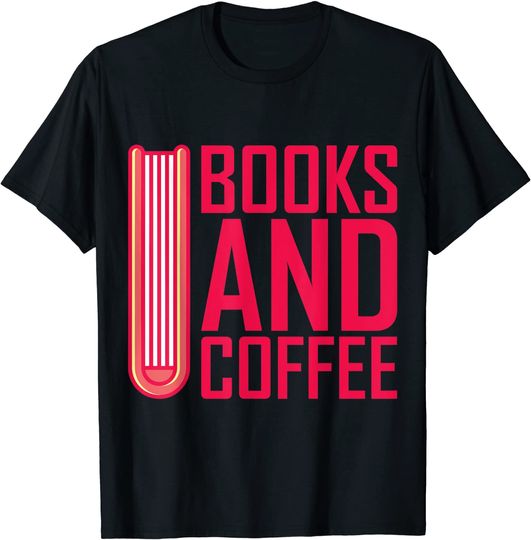 Discover T-shirt Unissexo de Manga Curta Livro E Café