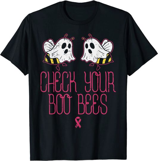 Discover T-shirt Unissexo Check Your Boo Bees Conscientização sobre o Câncer de Mama